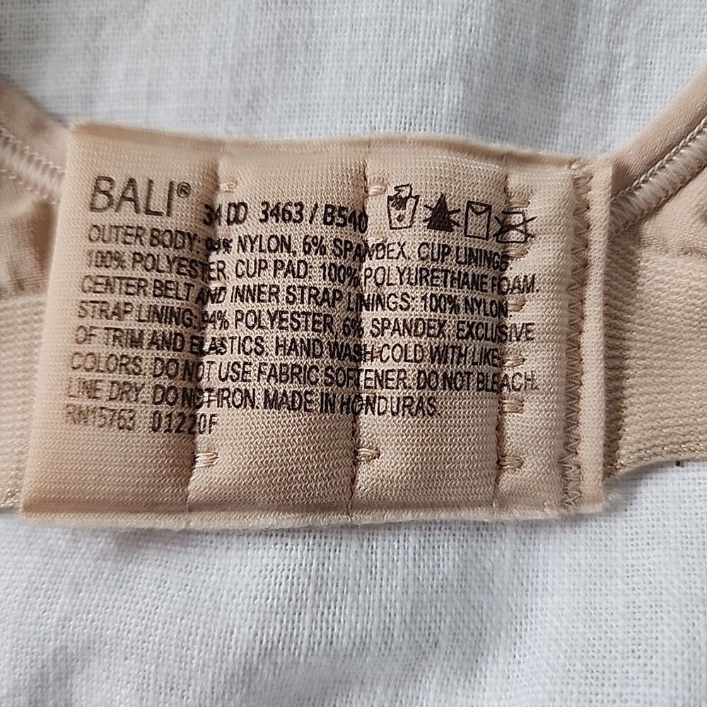 Bali Bra 34DD Cool Comfort Wireless 3463 Stretch Padded Beige Adjustable NWT - Picture 4 of 5